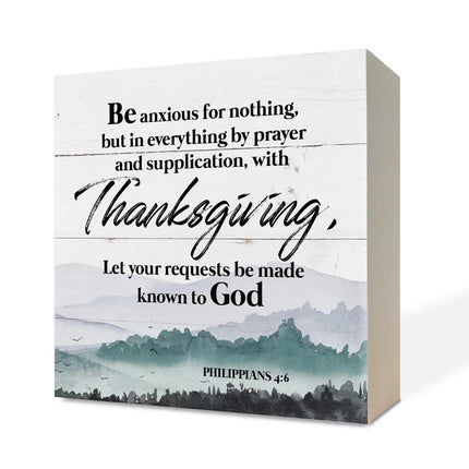 Christian Wood Signs, Bible Verse Philippians 4:13 - I Can Do All Things Through Christ Who Strengthens Me, Box Sign Decor Tabletop, Inspirational Home Desk Decor, Motivational Gift for Friends Family