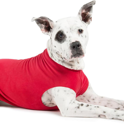 Goldpaw Stretch Fleece Dog Sweater - with Spandex for 4-Way Stretch - Soft, Comfortable Dog Coat - Machine Washable - Made in the USA - Red - Size 16