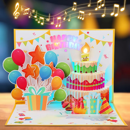 Pop Up Birthday Card with Music, Light, Firework For Men Women