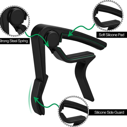 Guitar Capo Tuner Set, Including Capo, Tuner, Picks and Pick Holder, for Guitar Players and Beginners