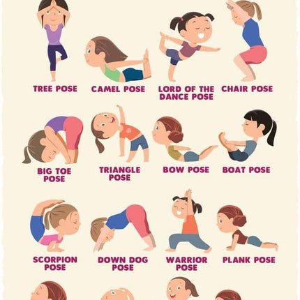 Kids Yoga Poster Kid Chakra With Poses For Children Exercise Posters Activities Cool Wall Art Print Poster 16x24