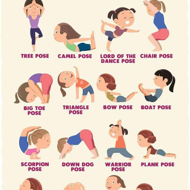 Kids Yoga Poster Kid Chakra With Poses For Children Exercise Posters