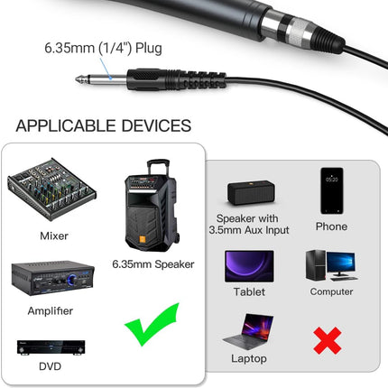 Fifine Karaoke Microphone, Dynamic Vocal Microphone for Speaker, 6.35MM Wired Handheld Mic with On and Off Switch and 14.8ft Detachable Cable-K6