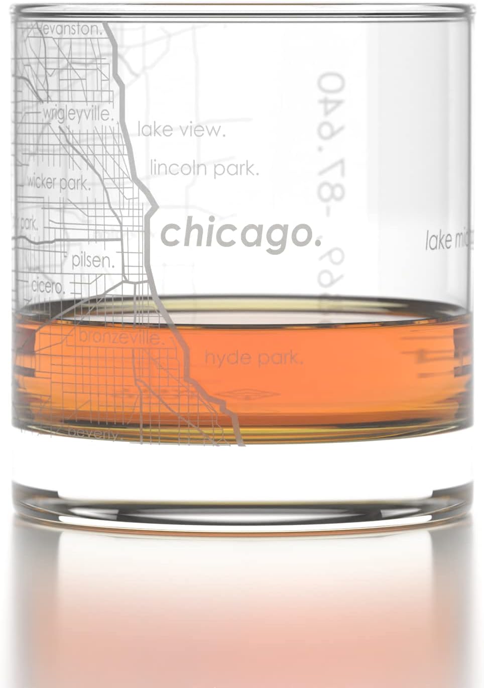 Engraved Chicago Illinois Map Rocks Glass, Old Fashioned Glassware (11 oz, Clear) Etched Bourbon - photo 3