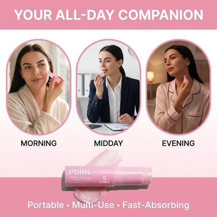PDRN Pink Collagen Multi Balm Stick - K-Beauty Volufiline & NAD+ Skin Booster for Face, Neck & Under-Eyes - Instant Plumping, Firming & Radiance Glow - 2pc
