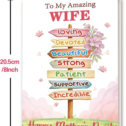 Mothers Day Card for Wife, Happy Wife Mother's Day Cards Gifts from Husband