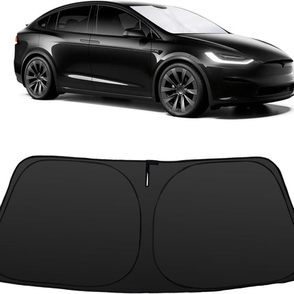 Windshield Sun Shade Compatible with 2016-2026 Tesla Model X Tesla X Accessories Foldable Sunshade Front Sun Visor Protector Keep Car Cooler