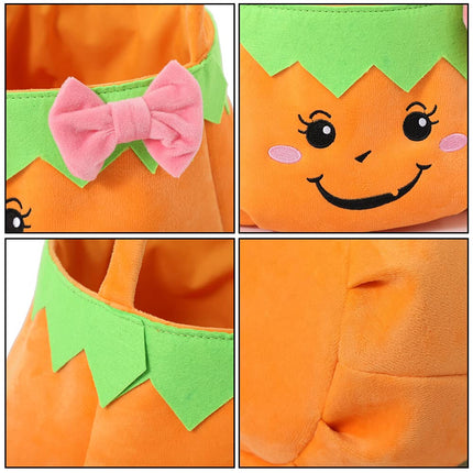Halloween Trick or Basket, Pumpkin, Pink Bow