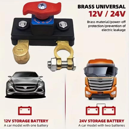 2Pcs Battery Disconnect Switch 12 Volt 24 Volt, High Conductivity Battery Cut Off Switch, Pure Copper Manual Rotary Battery Shut Off Switch for Car Truck RV Boat Power Control