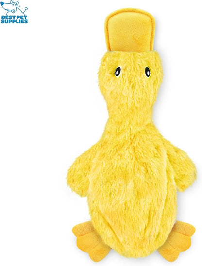 Interactive Squeaky Crinkle Duck Dog Chew Toy, Yellow, Large - photo 2