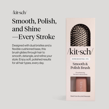 Kitsch Smooth & Polish Brush – Dual Bristle Detangler Brush, Shine & Frizz Control – Vegan Boar & Nylon Hair Brush with Cushioned Pad for Scalp Massage – Hair Care Tool for All Hair Types - Terracotta