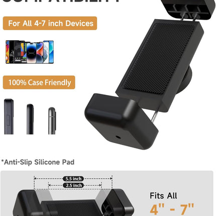 Gooseneck Phone Holder for Mic Stand, 360° Adjustable Mic Stand Phone Holder with 17.1" Removable Gooseneck Arm, Compatible with 4-7" Smartphones, for Music Performance, Recording, Live Streaming