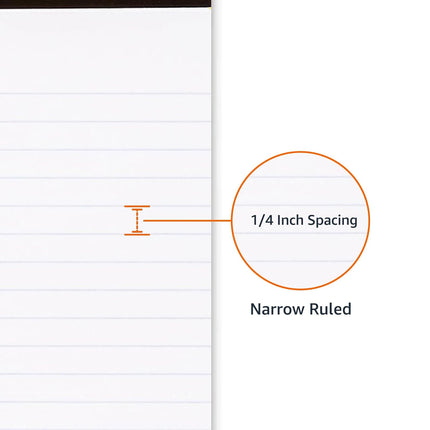 Amazon Basics Narrow Ruled Lined Writing Note Pads for Notes, Office Supplies, 5" x 8", White, 12-Pack of 50 Pages, Perforated