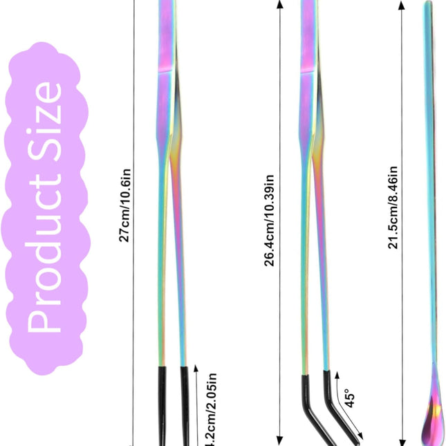 Stainless Steel Reptile Feeding Tongs & Spoon Set - 10.6" Straight & Curved Tweezers for Aquariums & - photo 2