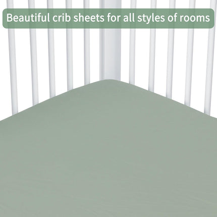 GUNTAIL Baby Crib Sheets for Boys Girls, 2 Pack Fitted Crib Sheet for Standard Crib and Toddler Mattress, Soft Microfiber Baby Sheet 52x28x8in (Brown & Green)