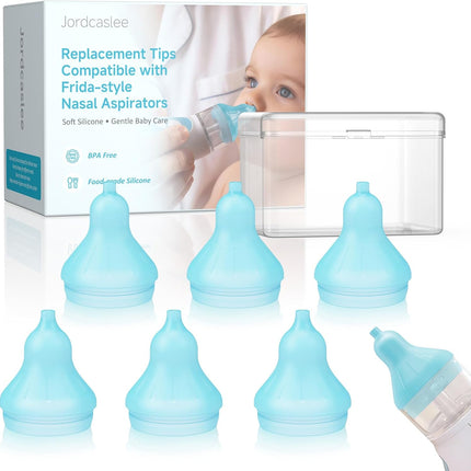 Nasal Aspirator Replacement Tips Compatible with Frida Baby Nose Sucker, Soft Silicone Tips for Infant & Toddler, BPA-Free Reusable Replacement Parts Accessories, 6pcs