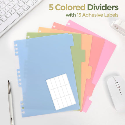 SKYDUE Hardcover Spiral Notebook, 300 Pages 8" x 10" College Ruled Notebook for Work with Dividers & Pockets, 5 Subject Notebook Journals for Women, Double Wire Bound, Tab Stickers Included, Green