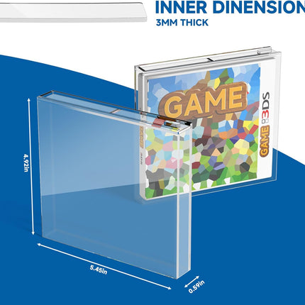 Video Game Box Protector Case for 3DS Games, 3MM Clear Acrylic Display Case with Wall Mount Compatible with Nintendo 3DS Game Box (Pack of 1)