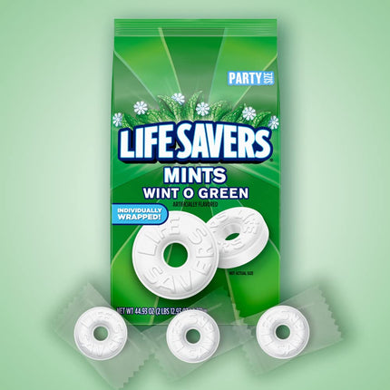 LIFE SAVERS Mints, Bulk Hard Candy Wint-O-Green Breath Mints, 2.8 LBS Party Size