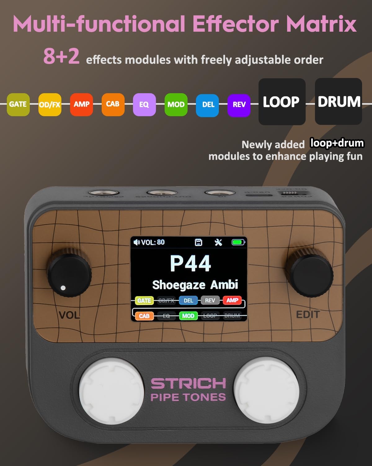 Pocket Multi-Effects Processor for Guitar and Bass, Dark Gray - photo 2