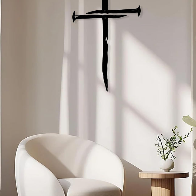 Wall Cross Jesus Crosses Wall Decor Religious Metal Wall Art Minimalist Decorations for Church Home Office Baptism Decor Gift for a Christian