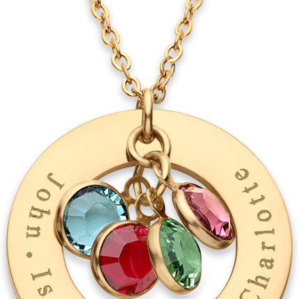 Birthstone Necklace for Mom, Personalized Necklace with Kids Names, Custom Family Jewelry for Wife, Grandma, Women, 1 2 3 4 5 Grandkids, Mother's Day & Birthday Gift, 18k Plated Gold, Rose, Silver