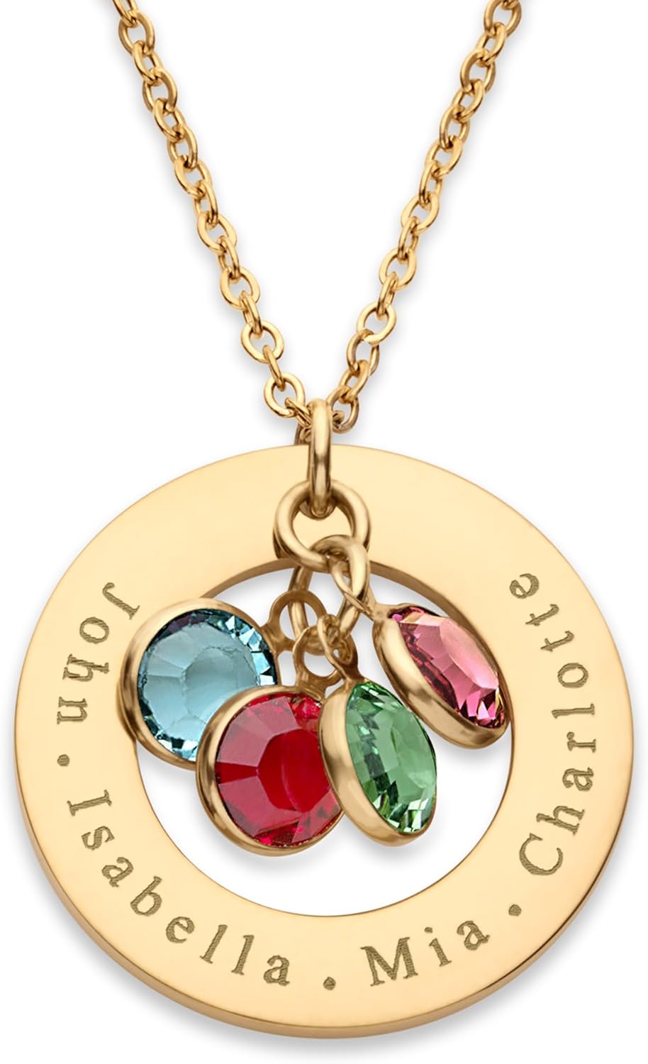 Personalized Birthstone Necklace for Mom with Kids Names