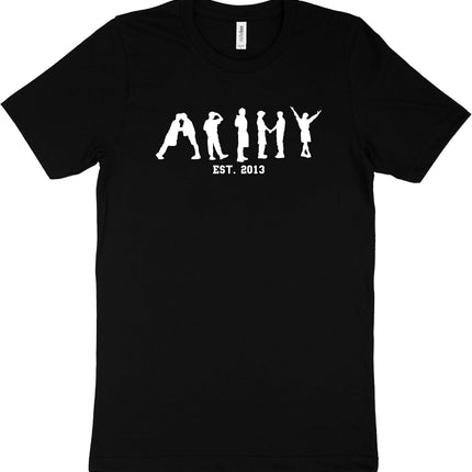 Army Est 2013 T-Shirt - Minimalist Member Silhouette Graphic Tee - Premium Cotton Black Concert Shirt for Kpop Fans & Lovers