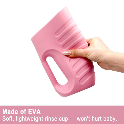 Babylush Baby Bath Rinse Cup & Rinser – 1000ml Soft EVA, 0.3lb Lightweight, BPA-Free Bath Water Pourer, Baby Bath Pitcher, Shower Cup for Kids(Pink)