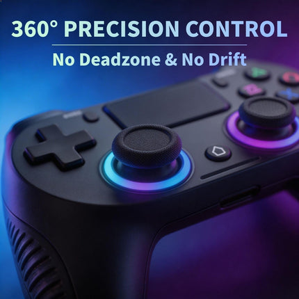 BJXOZ Wireless Controller for PS4, with RGB Light, USB-C, Replaceable D-Pad, Non-Slip Grip, Dual Vibration, 6-Axis Motion Sensor, Touchpad, Audio Jack, Gamepad for PS4/Pro/Slim/PC