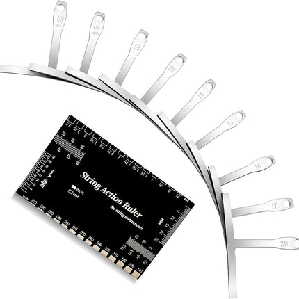 10 Pcs Guitar Luthier Tools Include 9 Pcs Understring Guitar Radius Gauge and 1 String Action Height Gauge Ruler, Measuring Setup Tool Kit for Guitar Bass