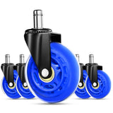 Gaming Chair Wheels - Heavy-Duty Office Chair Wheels - Replacement Rubber Casters- Universal Fit 3 Inch Chair Casters, Noise Free, Fits 98% Chair, for All Floor
