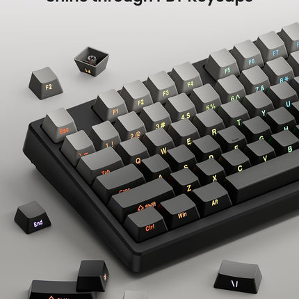 Kisnt KN85 Wireless Mechanical Gaming Keyboard, 75% Layout with RGB Backlit, Custom Hot Swappable, Creamy Sound, Bluetooth/2.4GHz/USB-C Compatible with Windows/Mac/PC(Gradient Gray, Side Printed)