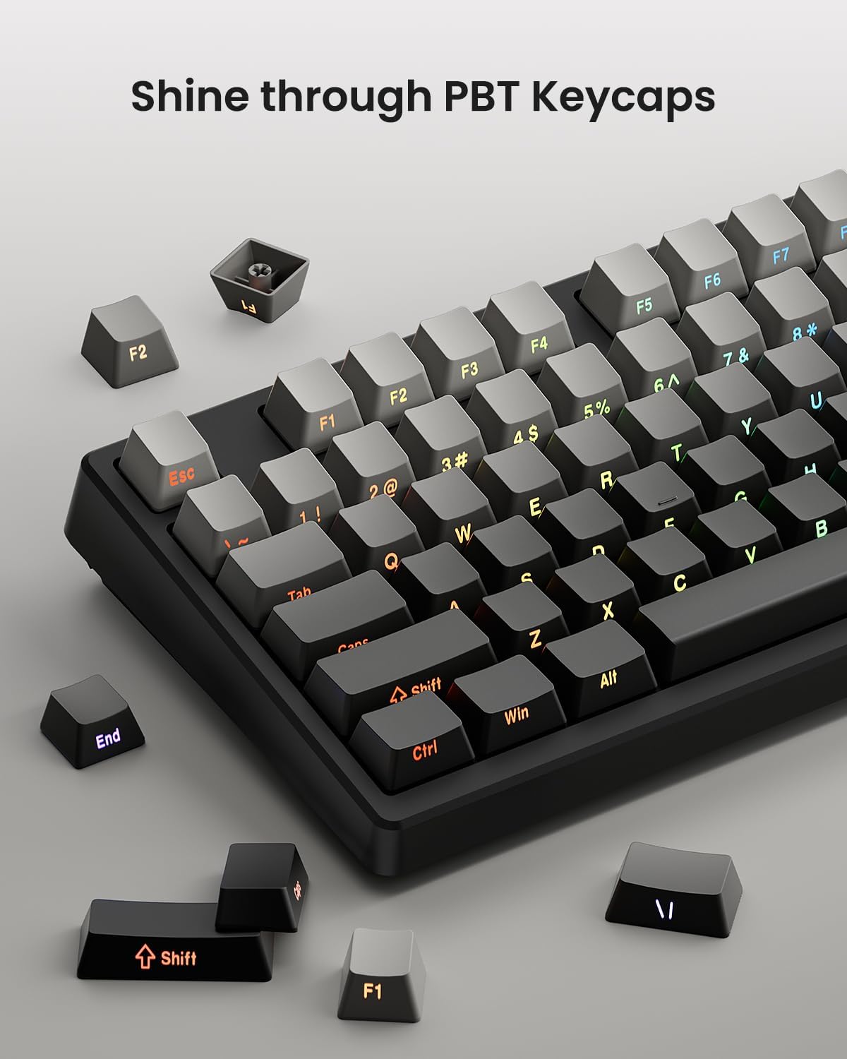 Wireless Mechanical Gaming Keyboard, 75% Layout with RGB Backlit, Custom Hot Swappable, Creamy Sound - photo 5