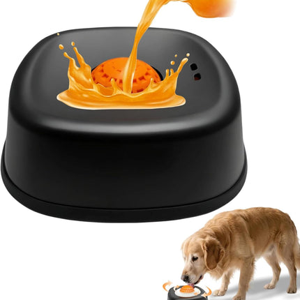 Slow Feeder Dog Bowl for Liquid Treats,Anti-Slip Entertained Ball-I Bone Broth Dog Lick Bowl, 3/4 Cup Capacity for for Large Medium Small Breeds Dietary Supplement/Post-Op Nutrition (Black)