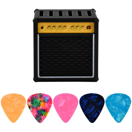 Guitar Pick Holder Box, Mini Amp Speaker Shaped with 5 Picks