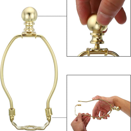 PATIKIL 6 Inch Lamp Harp Kit with Finial, 1 Set Detachable Shade Bracket Holder, DIY Lighting Accessories for Table Floor Lamps, Gold Tone