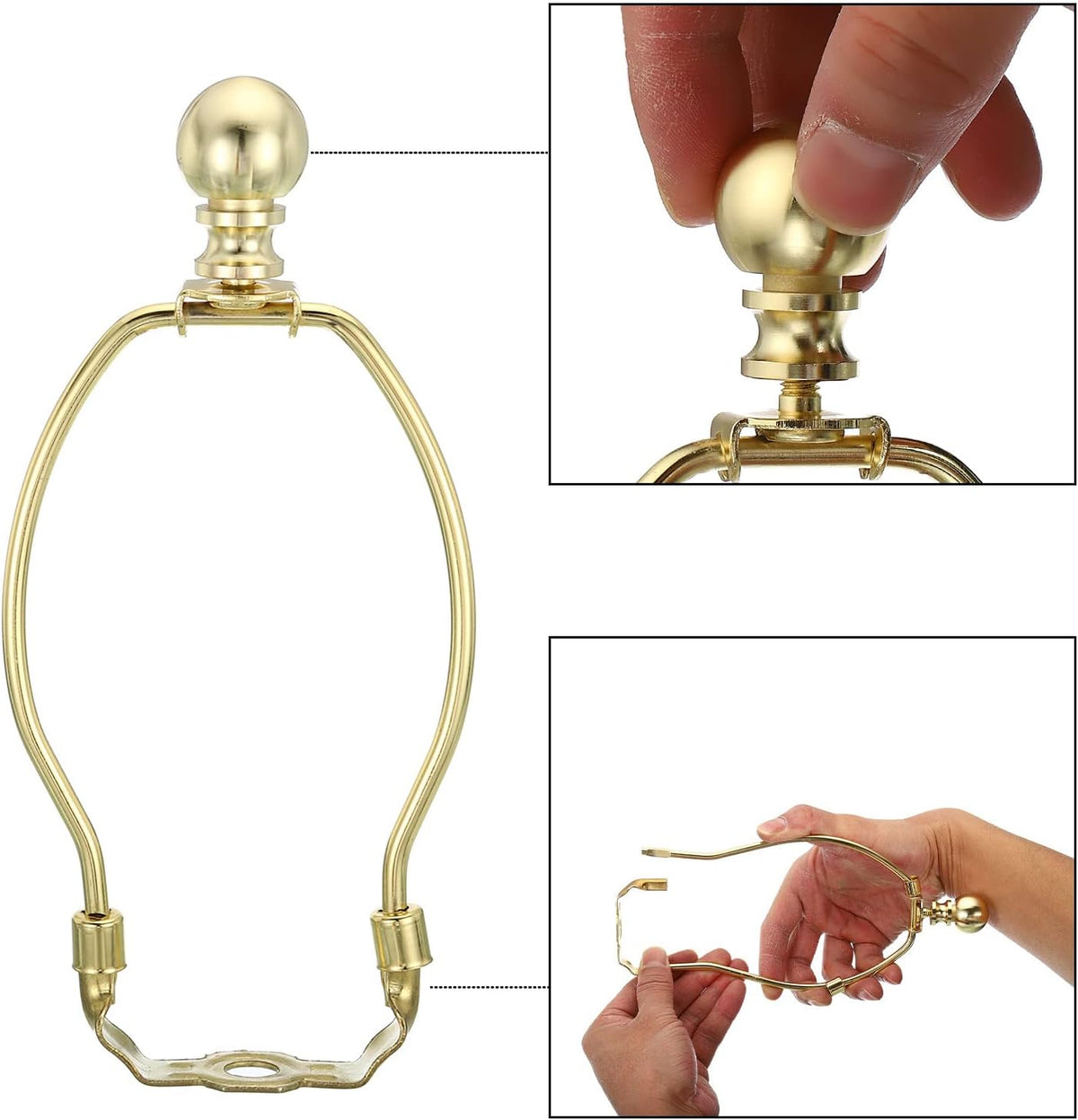 6 Inch Gold Tone Lamp Harp Kit with Finial - photo 5