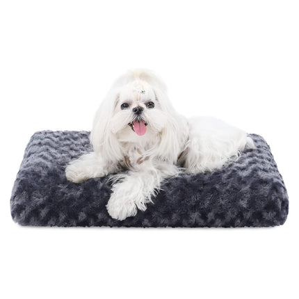 Washable Dog Bed Medium Size Dog Crate Bed Plush Pet Mat 35"x23" Gray