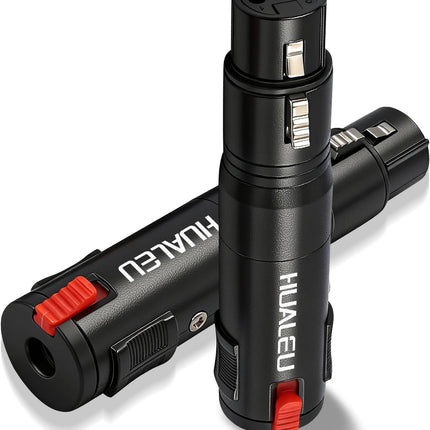 Lockable 1/4 TRS Female to 3Pin XLR Female Audio Adapter, Balance 6.35mm to XLR Adapter for Microphones, Mixing Consoles, and Power amplifiers-2 Pack-Black