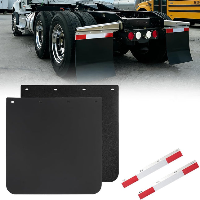 24"x24" Black Polymer Mud Flaps with 24"x3" Reflective Tape