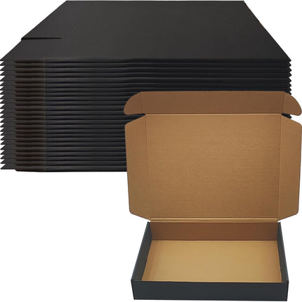 12x9x2 Black Shipping Boxes Set of 24, Corrugated Cardboard Mailers for Product Packaging & Mailing, Recyclable Small Business Shipping Supplies, Gift Boxes for Holiday Birthday Wedding Favors