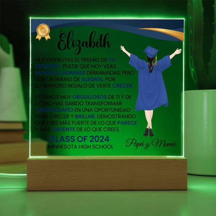 Lampara Con Mensaje De Amor De Graduación - Personalizado - El Premio De Tu Esfuerzo, Placa Personalizada De Graduación, College Graduation Gift Daughter, Graduation Gifts Her Personalized