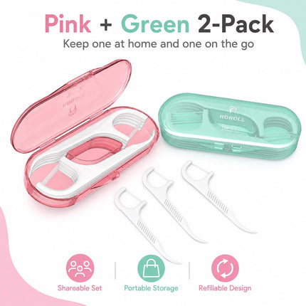 Dental Floss Picks Portable Dispenser, Travel Flossers Holder Case