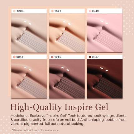 Nude Gel Nail Polish Set 6Colors Pink Milky White Brown