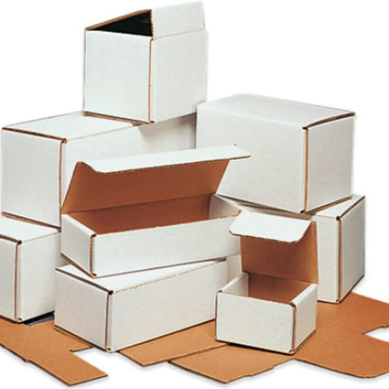 Secure Seal Shipping Boxes - 4x3x3" Mailers - White Foldable Corrugated Cardboard Packaging for Mailing, Moving, Storage, and Organizing - Strong Lightweight Foldable (Bulk 50 Pack)