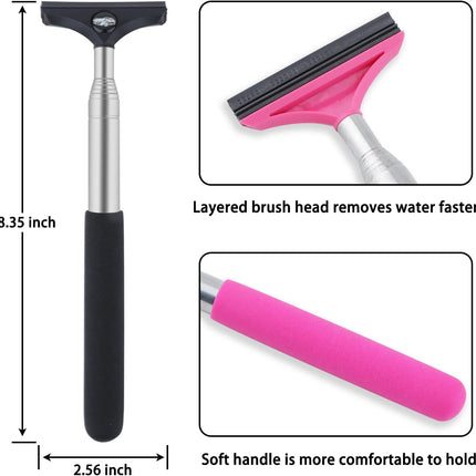 Side Mirror Squeegee, 2 PCS Car Mirror Squeegee, Retractable Car Rearview Mirror Wiper for All Vehicles, Universal Automotive Accessories(Black/Pink)