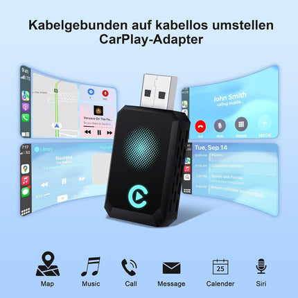 Wireless Carplay Adapter, Convert Wired to Wireless CarPlay, Compatible with A-pple CarPlay, Plug and Play, Type-C/USB, Suitable for 800+ Vehicles (Blue)