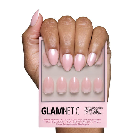Press On Nails, Short Oval Magnetic, Fake Nails 30pc Nail Kit
