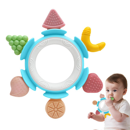 Juguetes de dentición para bebés de 3-12 meses, anillos de dentición de silicón para bebés, mordedor infantil para alivio de encías, mordedor sensorial, regalo de Halloween para recién nacidos niños y niñas, rosa